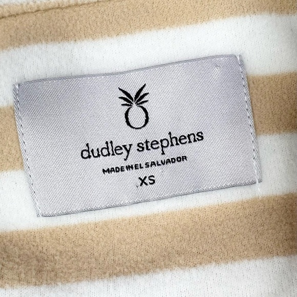 NWOT Dudley Stephens turtleneck zip white tan stripe fleece prospect pullover XS - Picture 4 of 16